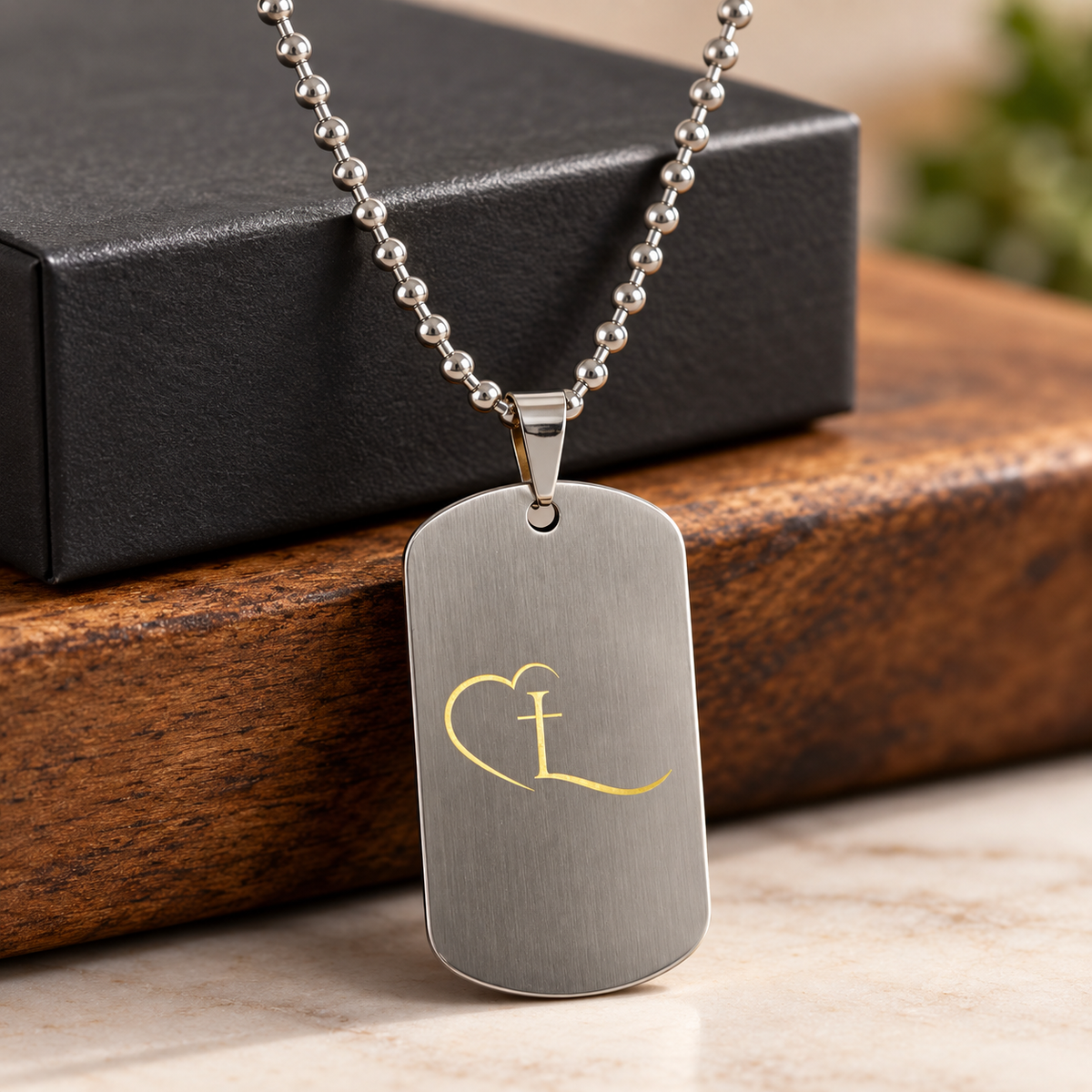 Luv Cross Men’s Faith & Love Dog Tag Necklace